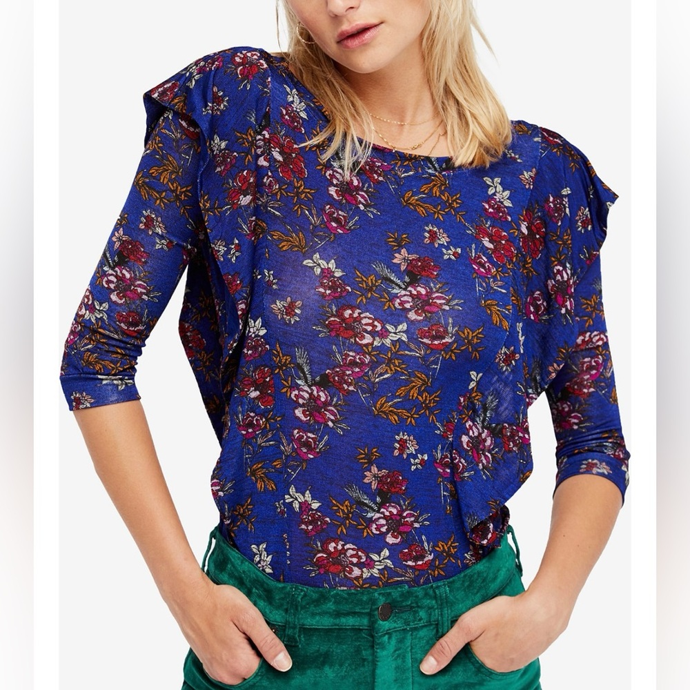 Free People Dock Street Ruffled Top size Medium